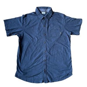 Columbia Men’s Jersey Button Down Short Sleeve Shirt EUC Blue L